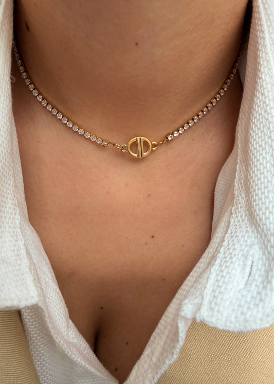 Authentic Dior CD Pendant- Small Diamante Chain Reworked Choker