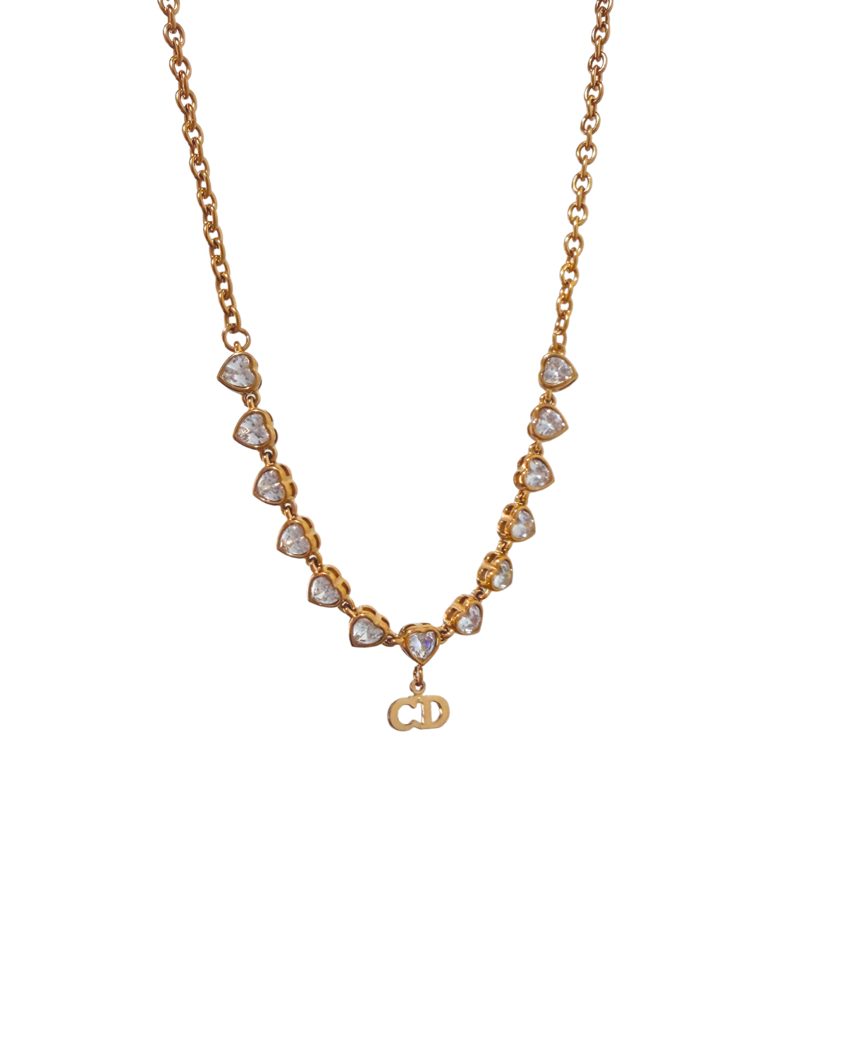 Authentic Dior Pendant – Crystal Heart Necklace