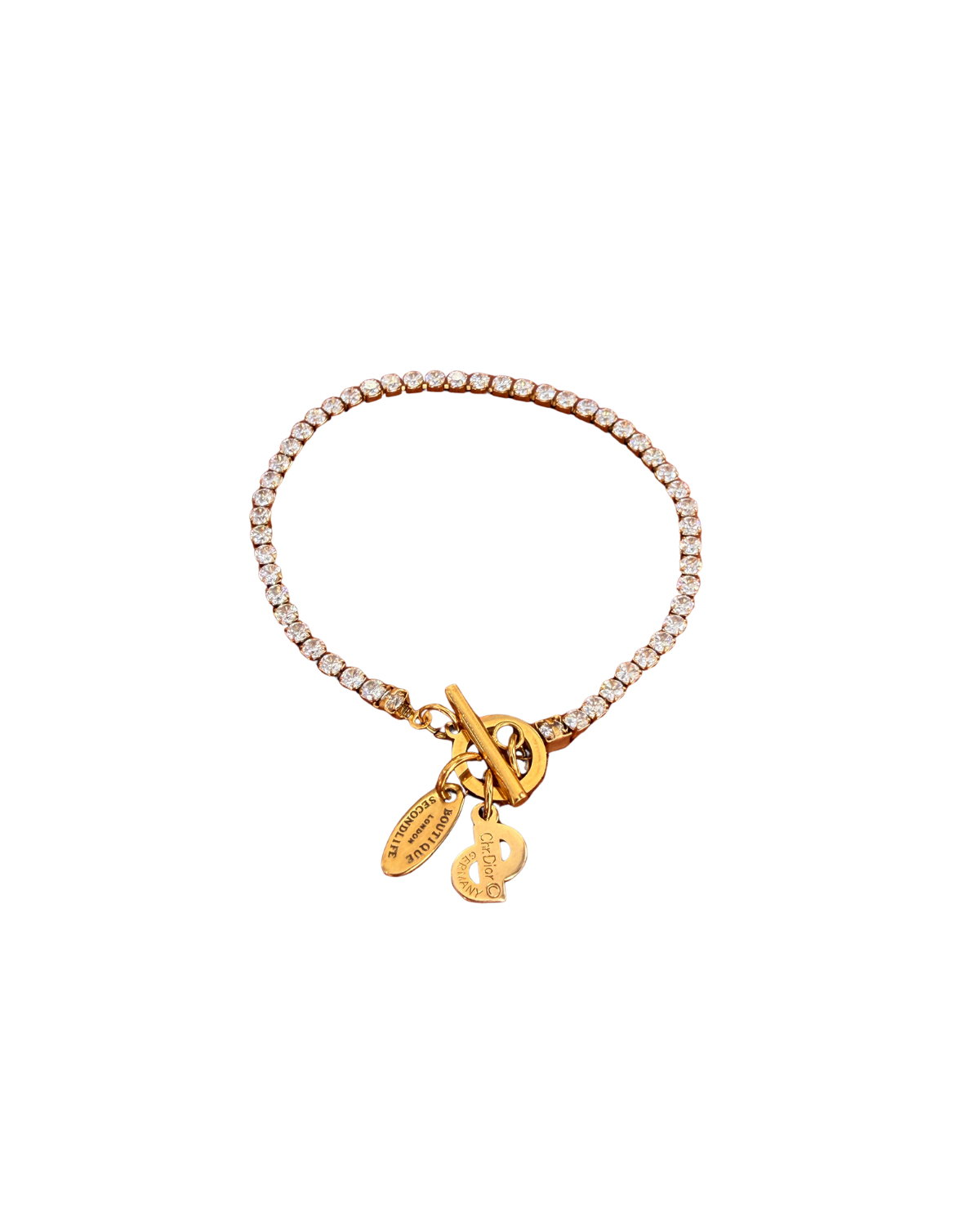 Authentic Dior CD Tag Pendant- Reworked Strass Bracelelt
