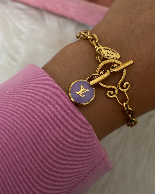 Authentic Louis Vuitton Logo Purple Pastilles Pendant- Bracelet