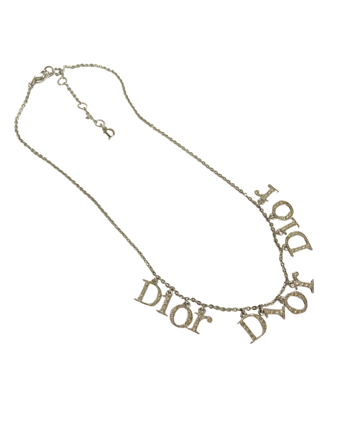 Authentic Dior Spellout Crystal Pendant - Reworked Necklace