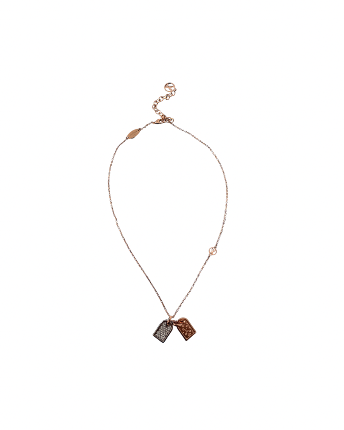 Authentic Louis Vuitton Nanogram Pendant - Reworked Rose Gold Assymetric Necklace