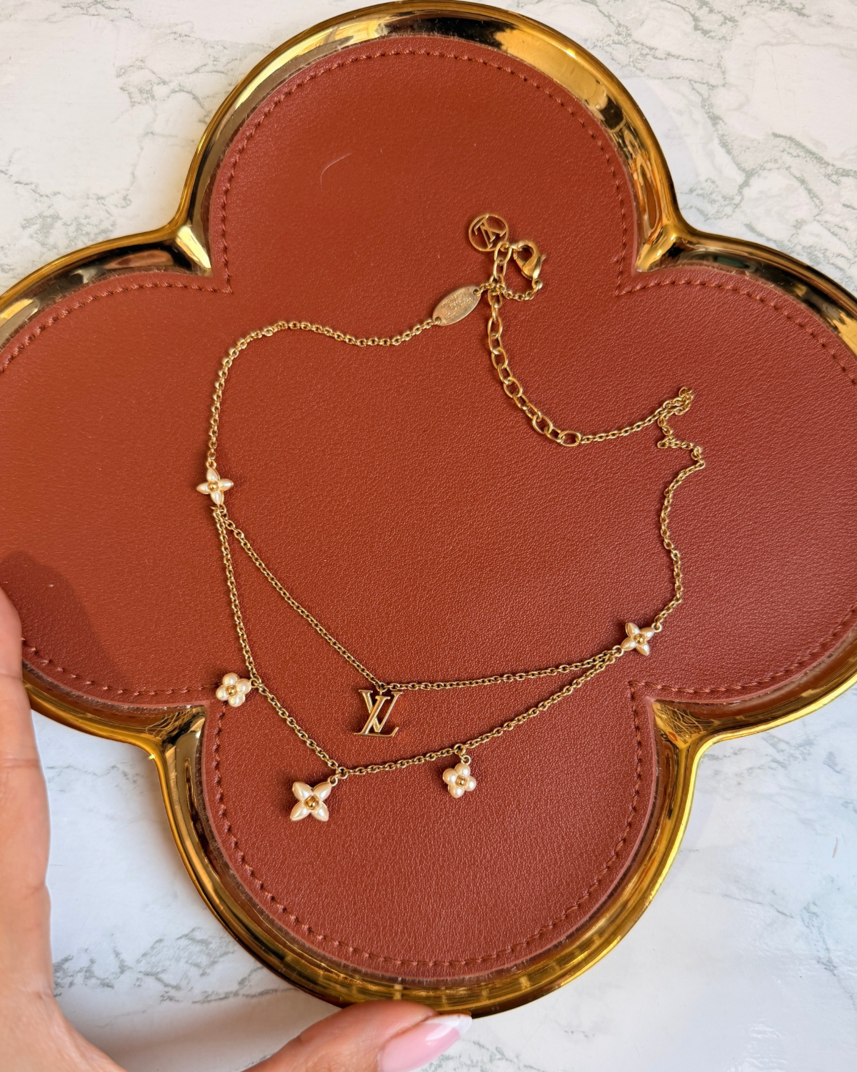 Authentic Louis Vuitton Floragram Pendant- Reworked Y Necklace