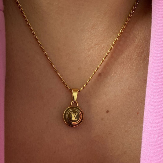 Authentic Louis Vuitton Logo Sienna Pendant - Necklace