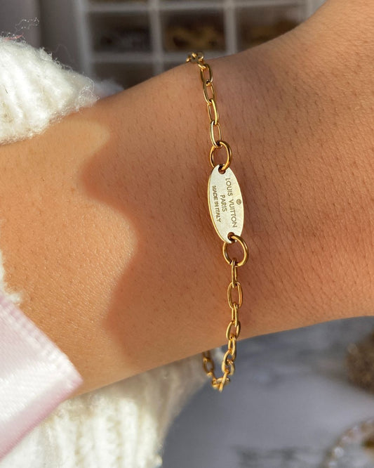 Authentic Louis Vuitton Tag Blooming Pendant Reworked Bracelet
