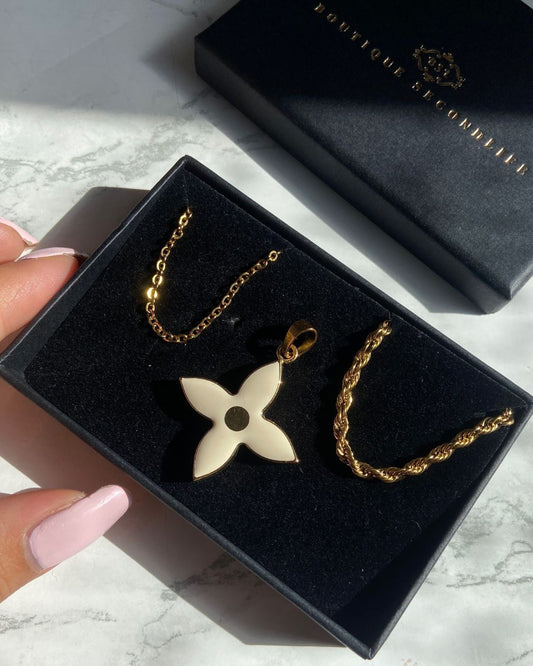 Authentic Louis Vuitton White Pendant- Two Necklace