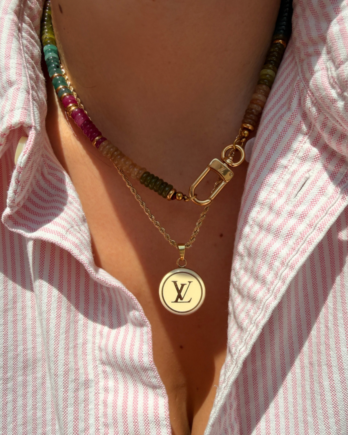 Authentic Louis Vuitton Clasp - Natural Stones Necklace