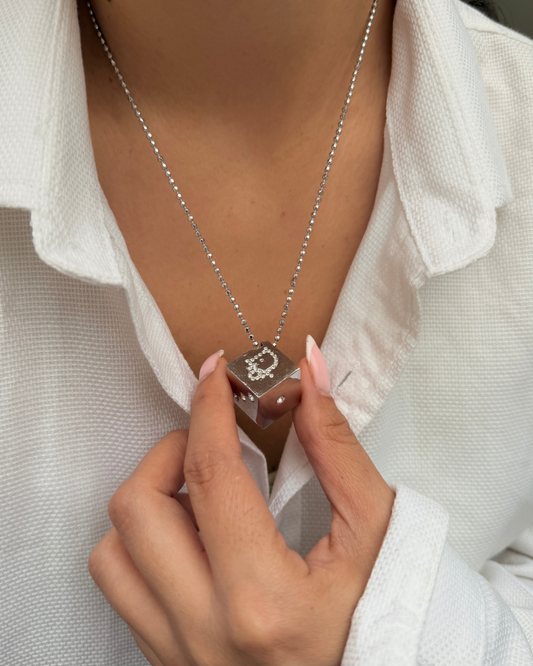 Authentic Dior Dice Rhinestone Pendant- Reworked Necklace