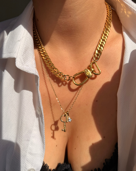 Authentic Vintage Dior key- Reworked Necklace