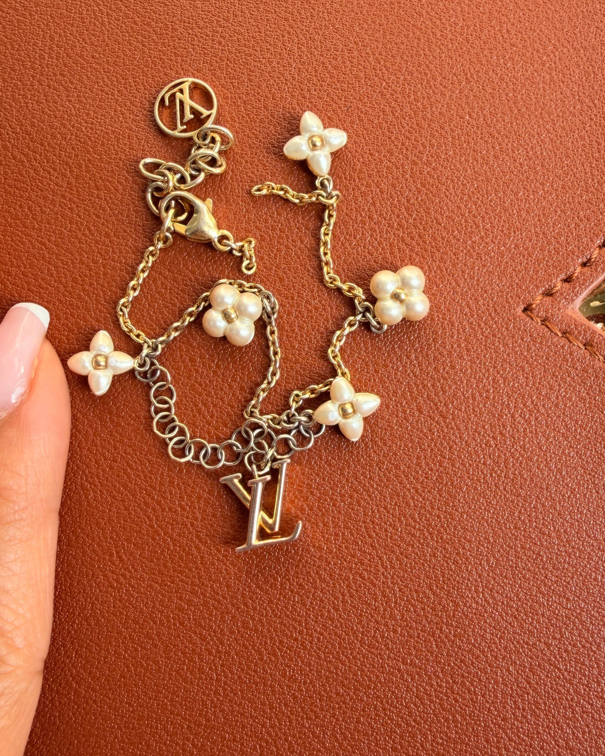 Authentic Louis Vuitton Floragram Pendant- Reworked Pearls Necklace