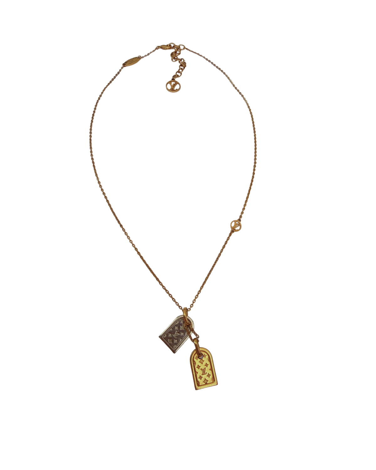 Authentic Louis Vuitton Nanogram Pendant- Reworked Assymetric Necklace