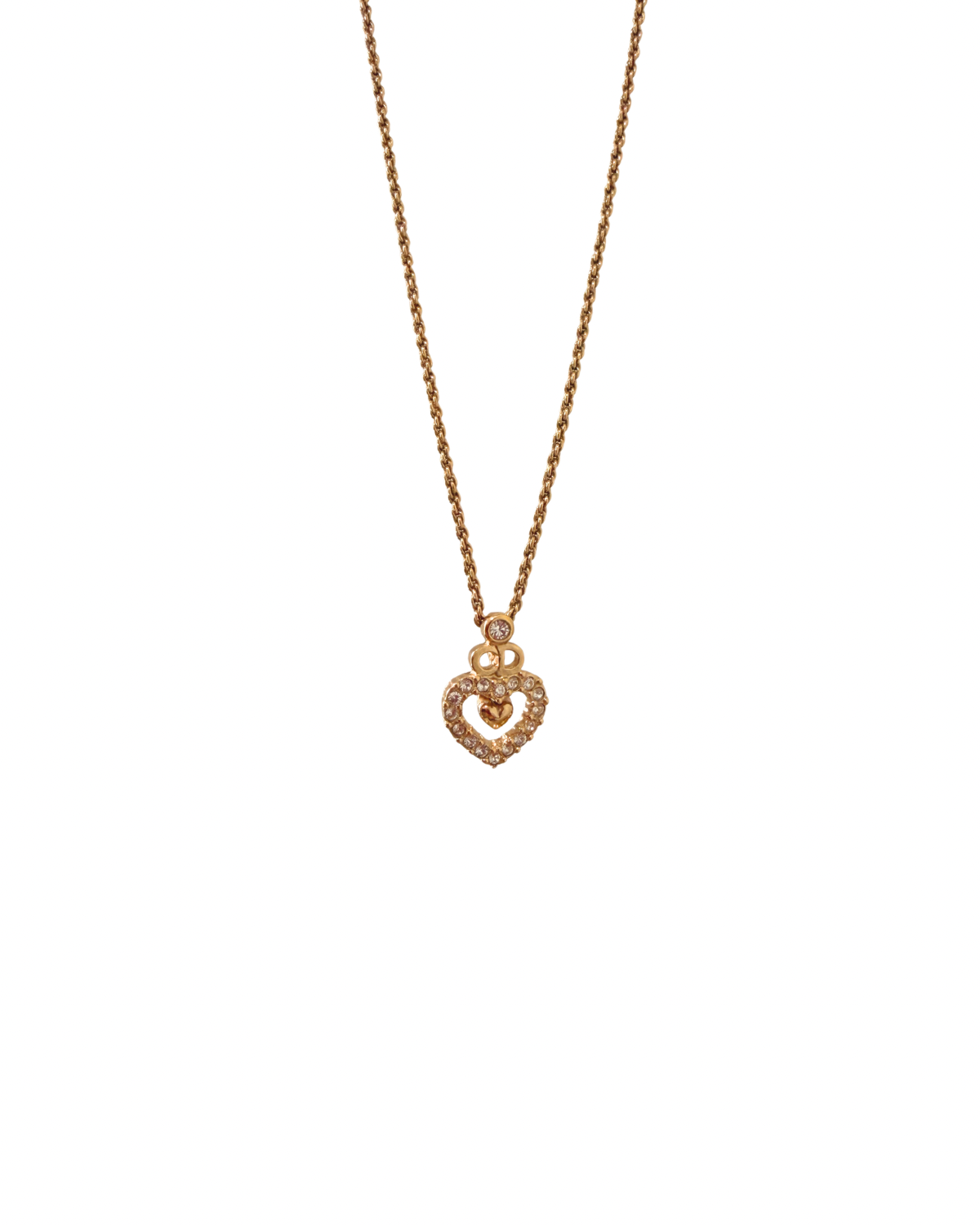 Authentic Dior Crystal Heart Necklace