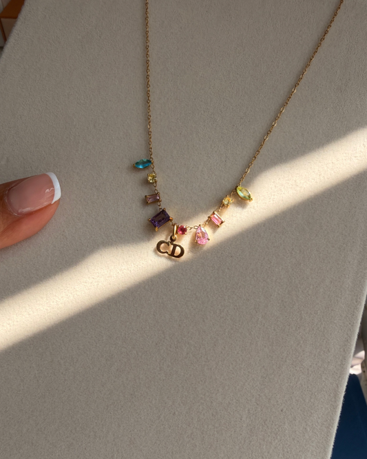 Authentic Mini Cd Dior Vintage Pendant - Necklace Stones