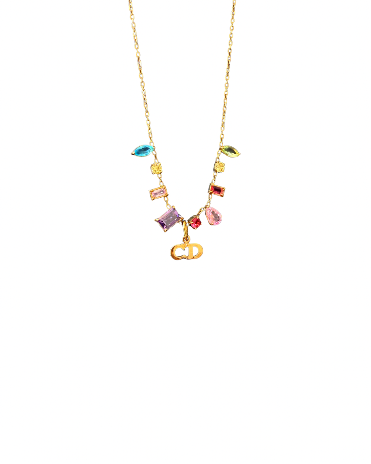 Authentic Mini Cd Dior Vintage Pendant - Necklace Stones
