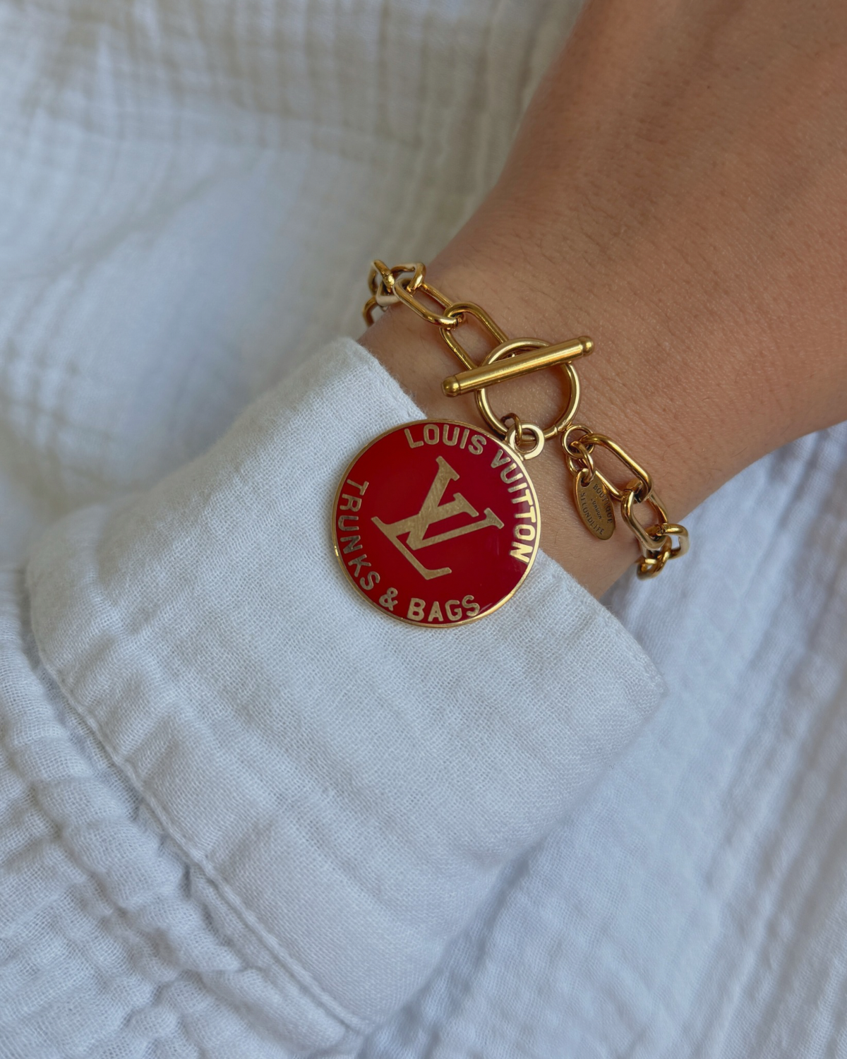 Authentic Louis Vuitton Red Pendant-Repurposed Bracelet