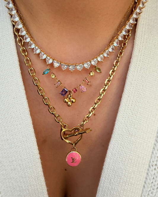 Authentic Louis Vuitton Rose Logo Pendant- Necklace