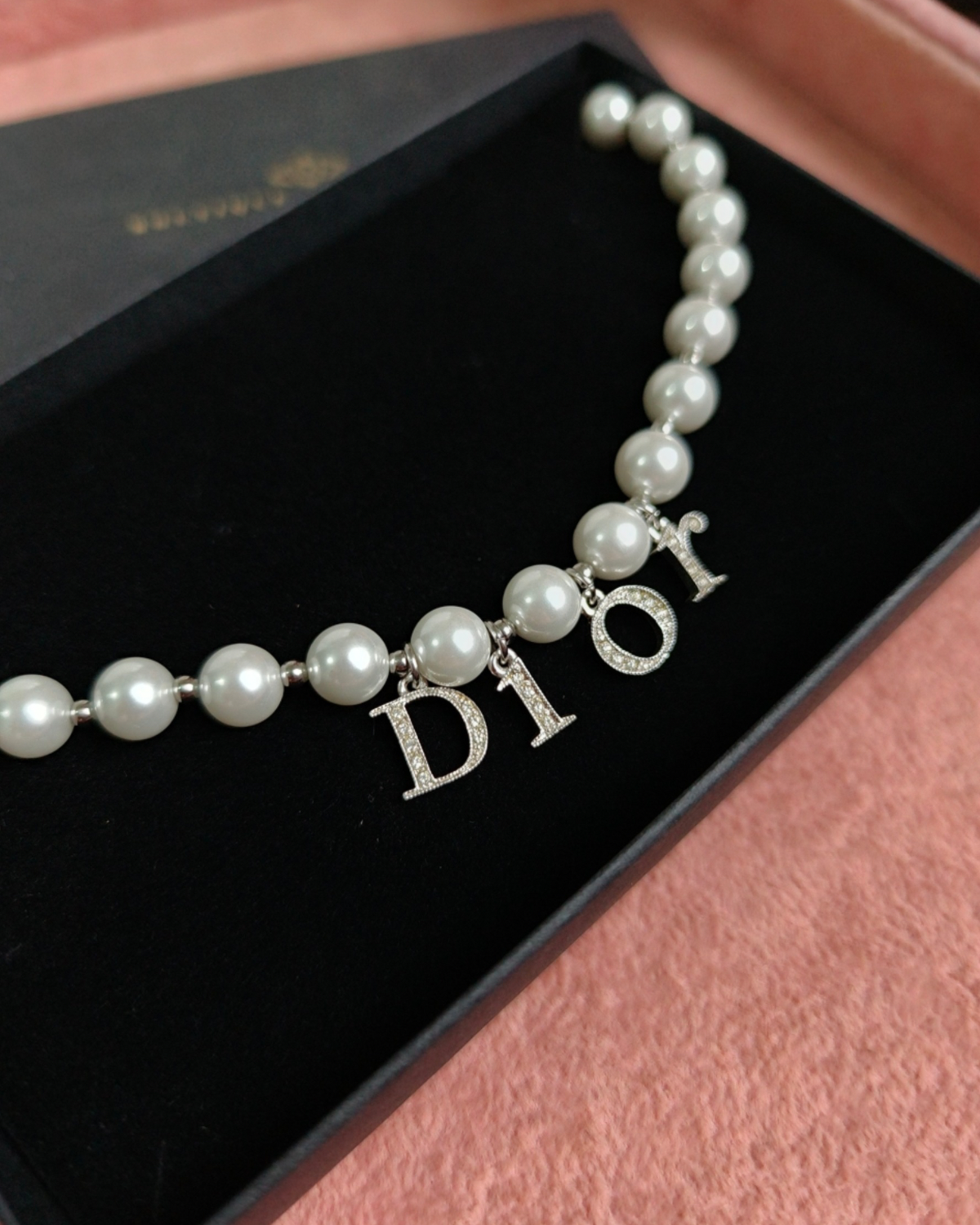 Authentic Dior Spellout Crystal - Necklace on Pearls