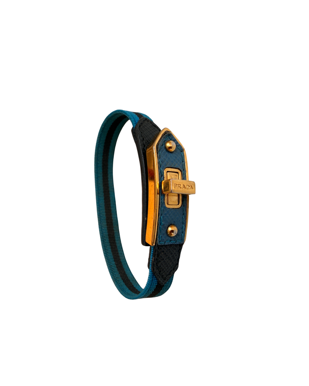 Authentic Prada Turnlock Saffiano & Nylon Bracelet