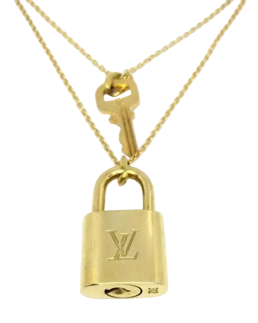 Louis Vuitton Padlock Necklace with Double Layer Chain