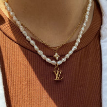 Load image into Gallery viewer, Authentic Louis Vuitton Floragram Logo Pendant- Reworked Necklace
