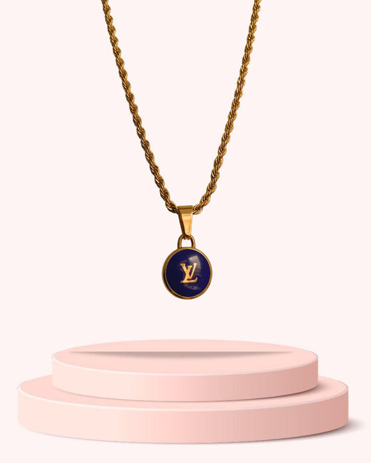 Authentic Louis Vuitton Logo Pendant- Necklace