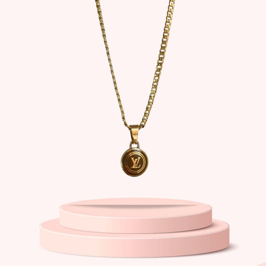 Authentic Louis Vuitton Logo Sienna Pendant - Necklace