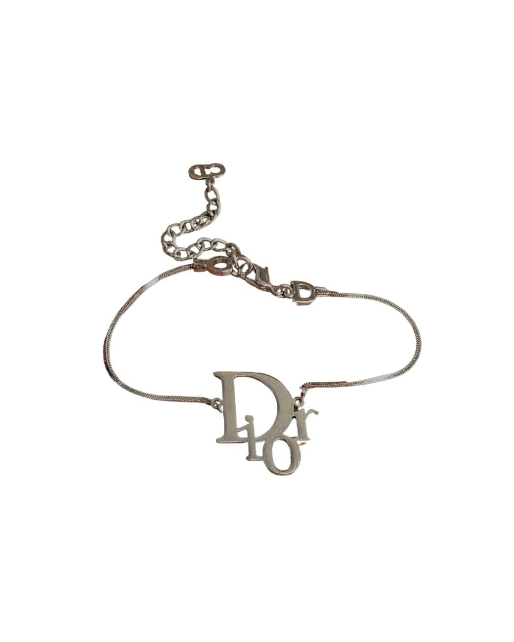 Authentic Mini CD Dior Pendant- Reworked Silver Necklace