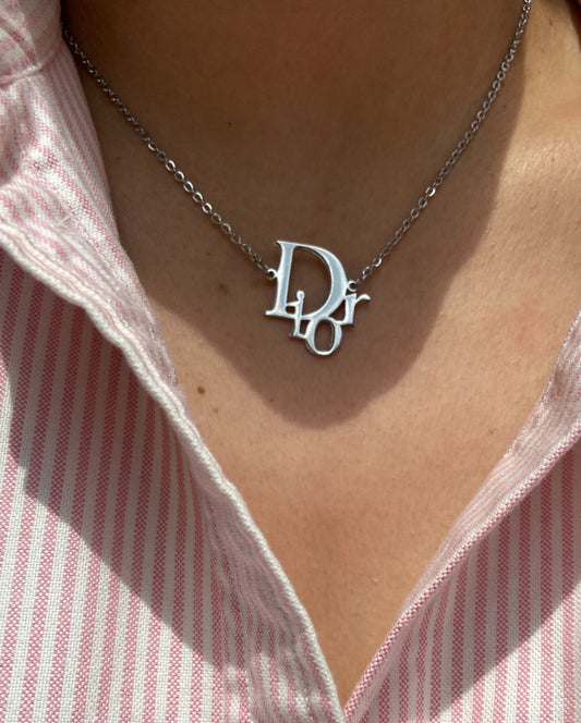 Authentic Dior Pendant- Reworked Silver Necklace