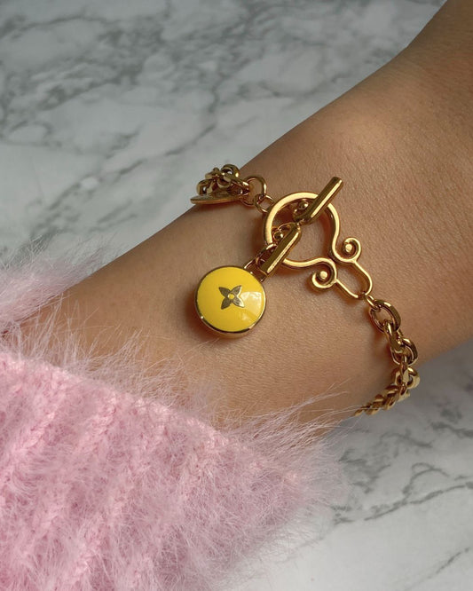 Authentic Louis Vuitton Yellow Pendant- Reworked Bracelet
