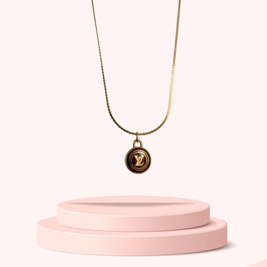 Authentic Louis Vuitton Nude Logo Chocolate Pendant Necklace
