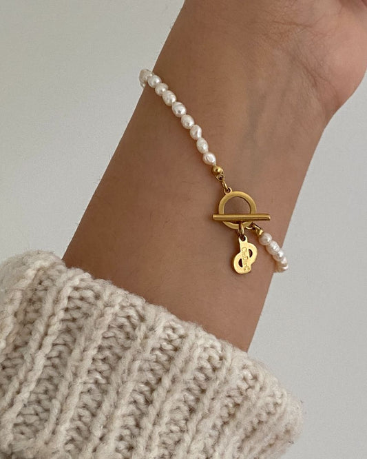 Authentic Dior CD Tag Pendant- Reworked Bracelet Mini Pearls