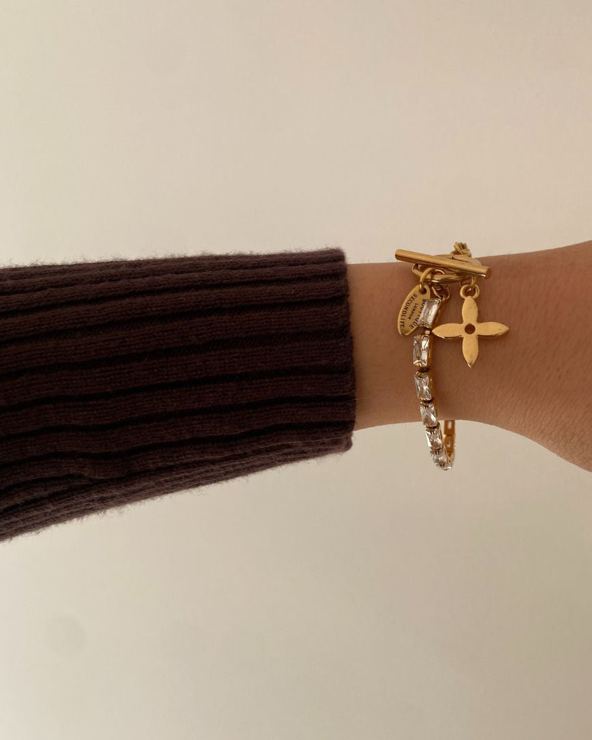 Authentic Louis Vuitton Pendant Reworked Diamante Bracelet