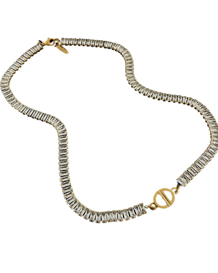 Authentic Dior CD Pendant- Diamante Chain Reworked Choker