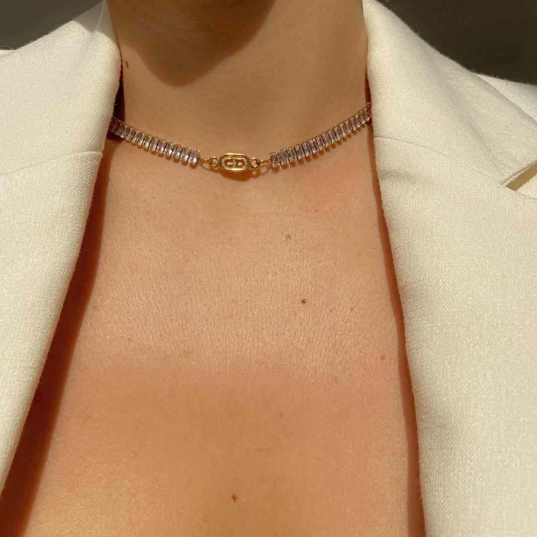 Authentic Dior CD Oval Pendant- Reworked Diamante Choker