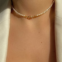 Load image into Gallery viewer, Authentic Mini CD Pearls Dior pendant -Repurposed Pearls Choker