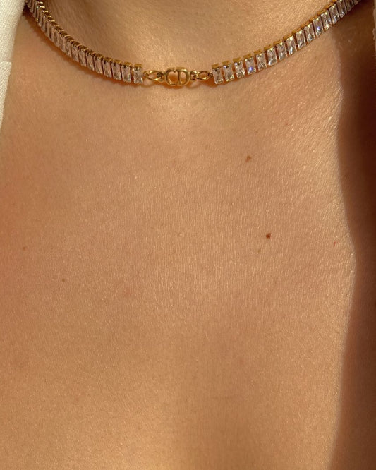 Authentic Dior CD initials Pendant- Reworked Diamante Choker