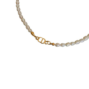 Authentic Mini CD Pearls Dior pendant -Repurposed Pearls Choker