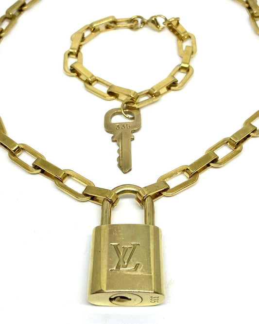 Louis Vuitton Set Lock Geometric Chain Necklace and Key Bracelet - Boutique SecondLife