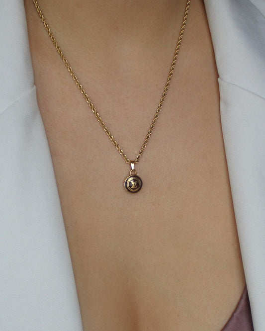 Authentic Louis Vuitton Logo Pastilles Pendant Necklace - Boutique SecondLife
