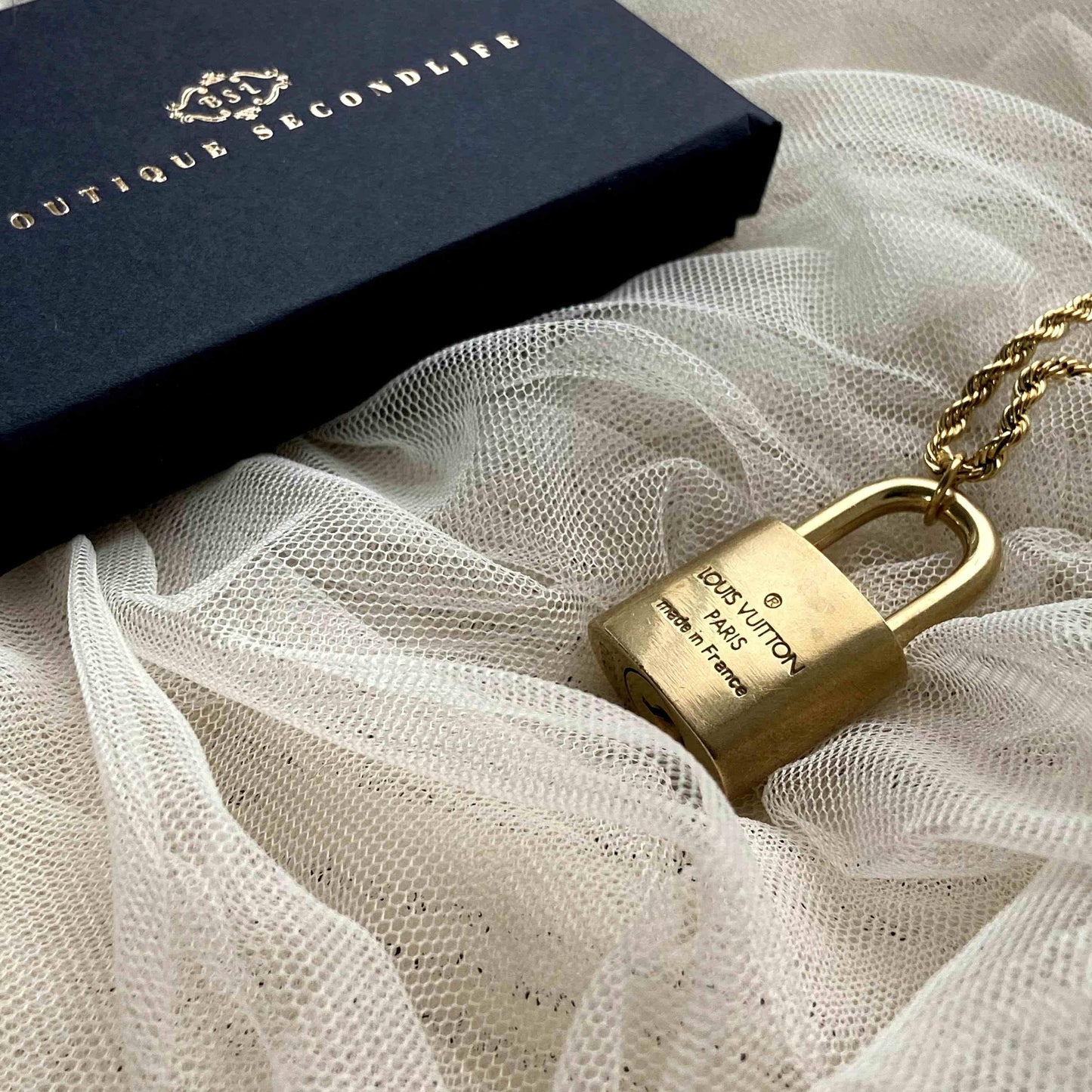 Authentic Louis Vuitton Padlock with Rope Chain Necklace - Boutique SecondLife