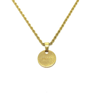 Repurposed Authentic Prada Mini circle tag - Necklace - Boutique SecondLife