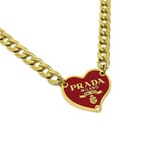 Load image into Gallery viewer, Repurposed Authentic Prada Red Heart tag - Necklace - Boutique SecondLife