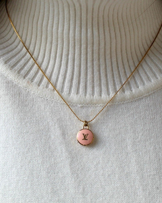 Authentic Louis Vuitton Logo Peach Pendant- Necklace - Boutique SecondLife