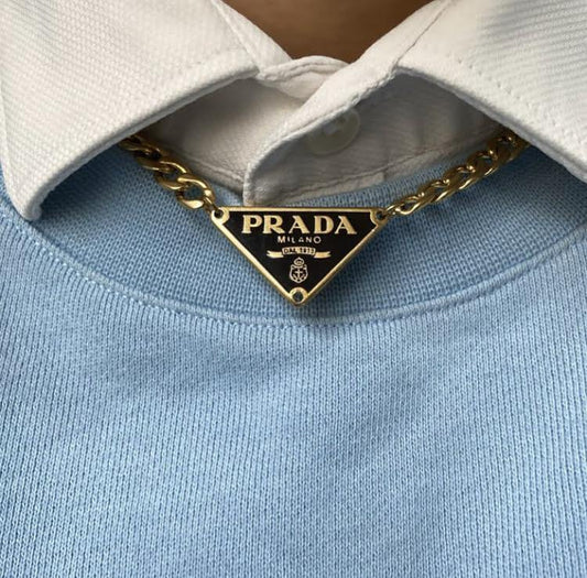 Authentic Prada Plaque Black Tag - Repurposed Necklace