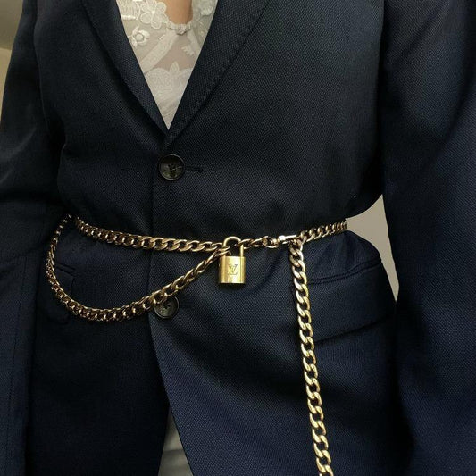 Waist Chain Belt Double Strand with Padlock-NO KEY - Boutique SecondLife