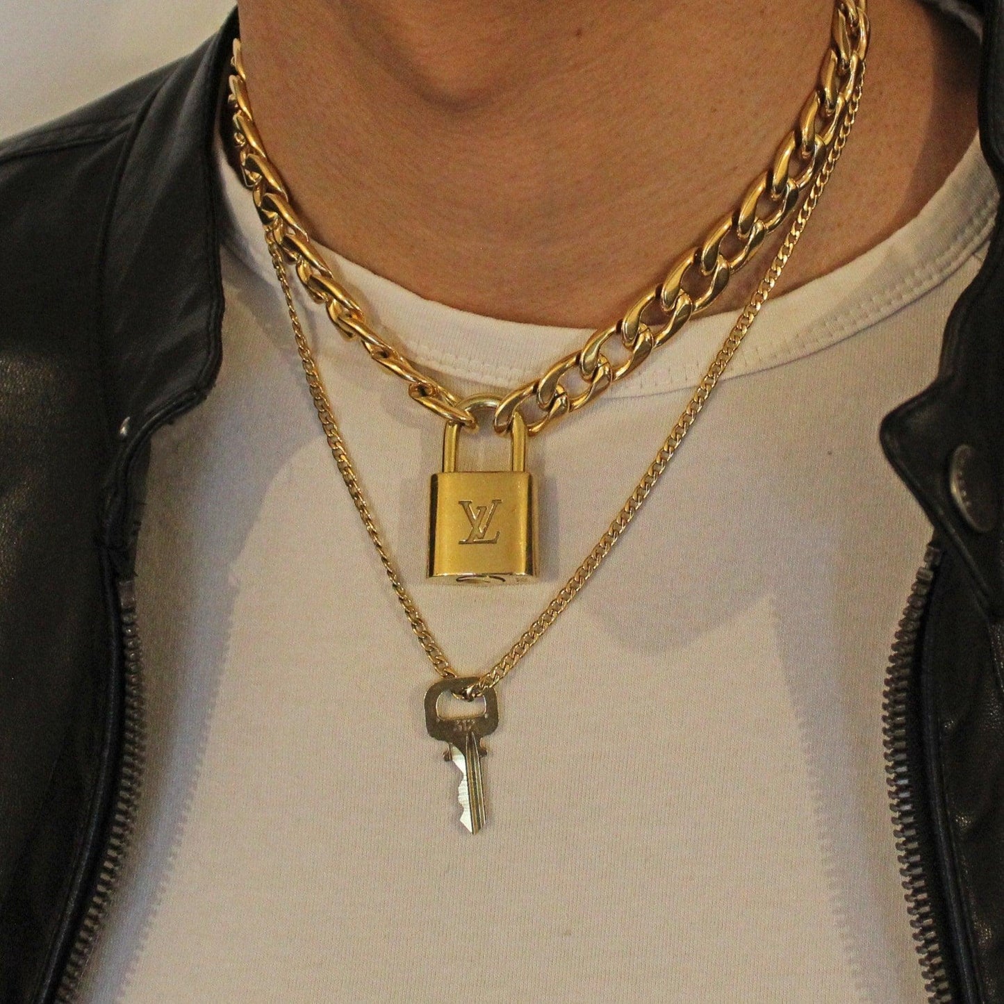 Louis Vuitton Padlock Necklace with Double Chain For Him - Boutique SecondLife