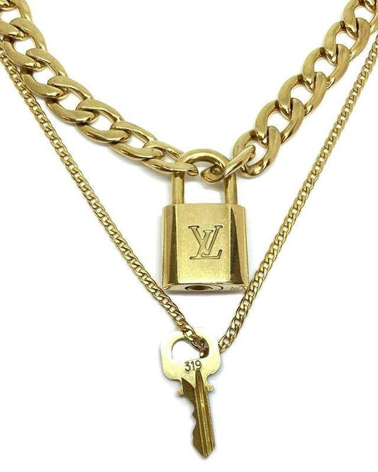 Louis Vuitton Padlock Necklace with Double Chain - Boutique SecondLife