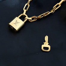 Load image into Gallery viewer, Louis Vuitton Padlock with Geometric Link Chain Necklace For Him - Boutique SecondLife