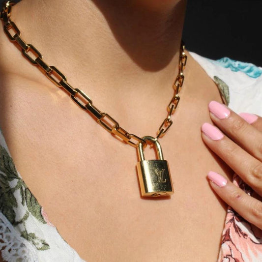 Padlock Geometric Link Necklace NO KEY - Boutique SecondLife