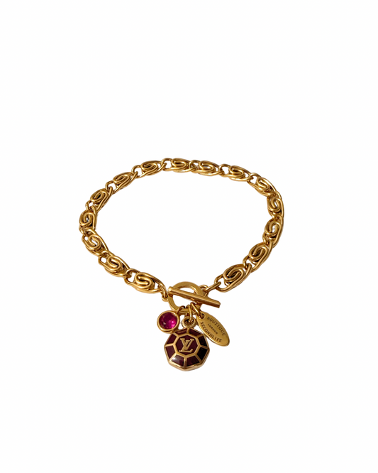 Authentic Louis Vuitton Brown Pendant-Repurposed Bracelet